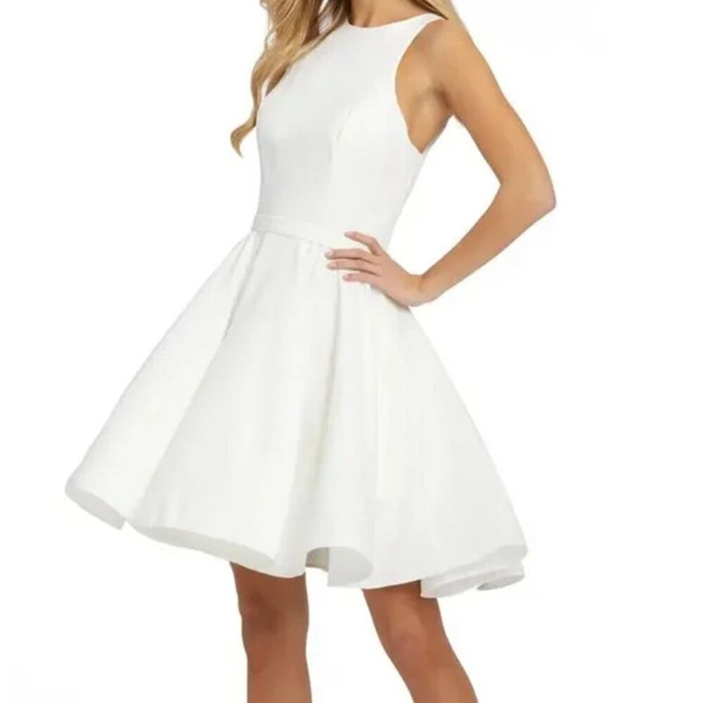 NWT Ieena For Mac Duggal High Neck Fit & Flare Dress White Women's Size 14
